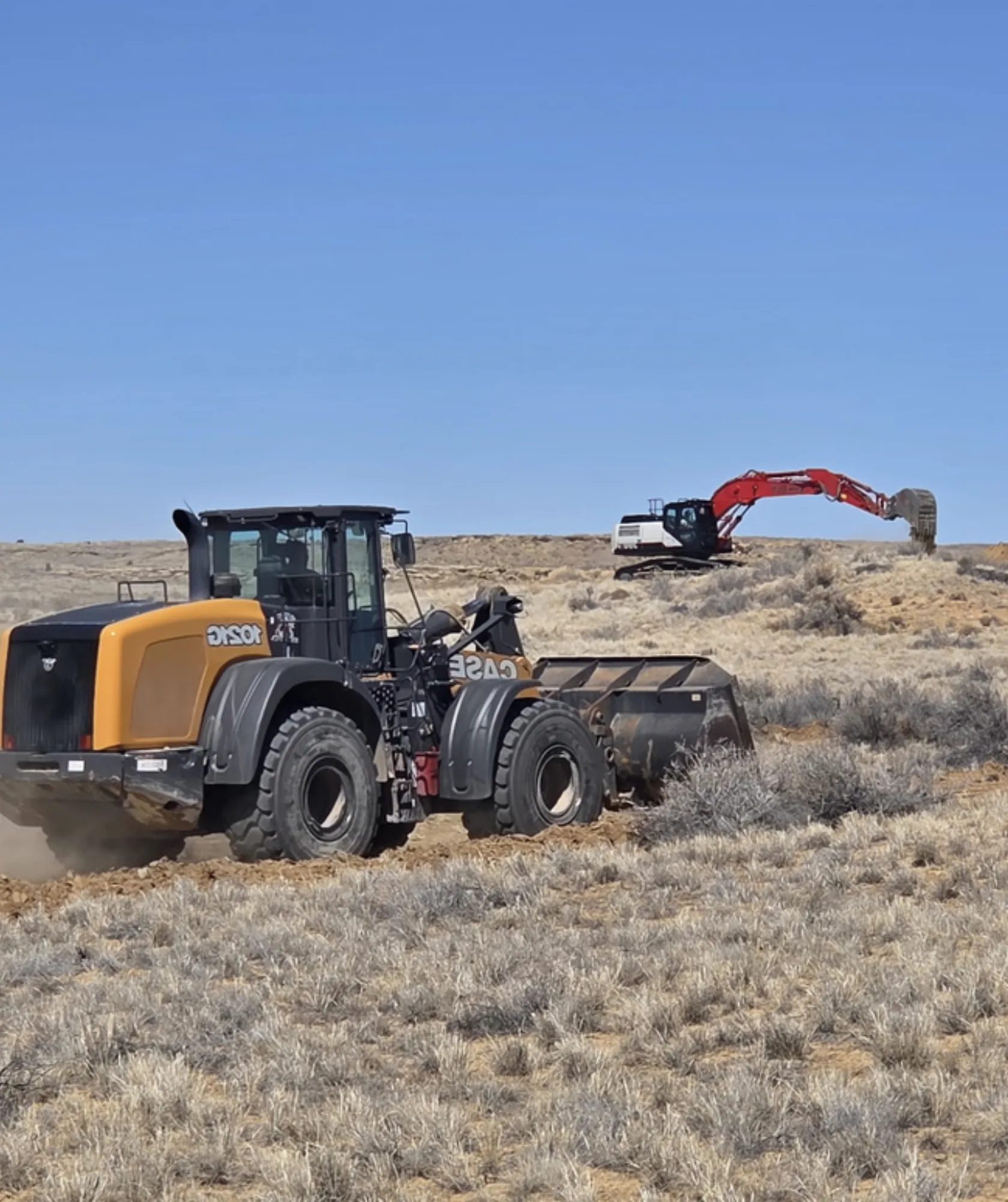 Heavy equipment mobilized at remote mine site, Grants Mining District NM